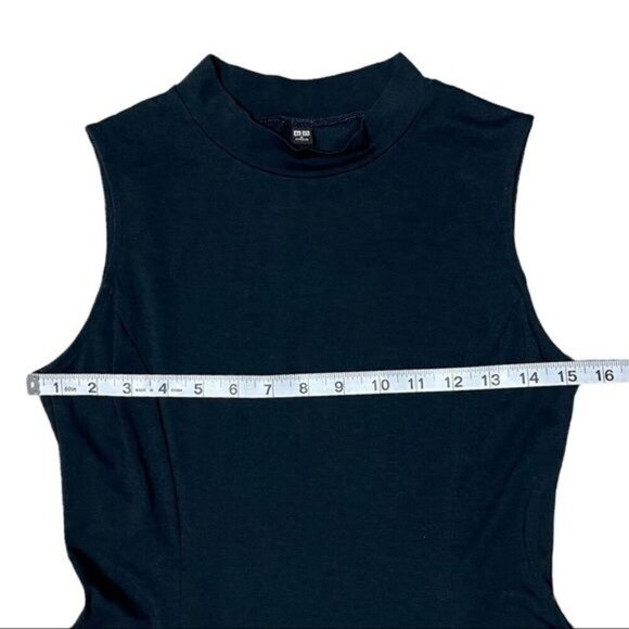 Uniqlo Black Fit & Flare Sleeveless Mock Neck Dress | Size S, Excellent Conditio - Picture 4 of 5